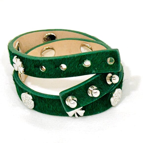 Rustic Cuff Leather Green Wrap Bracelet with Adjustable Closure - Like New - Picture 3 of 4